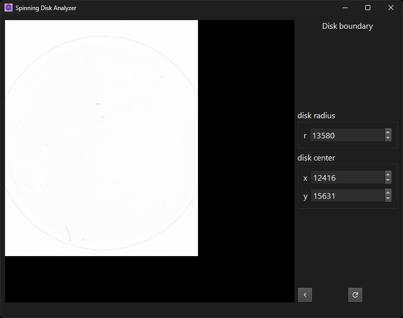 Dialog page for outlining disk boundary