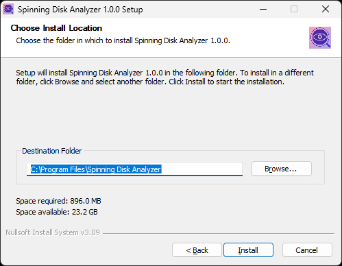 Installer dialog for choosing destination folder