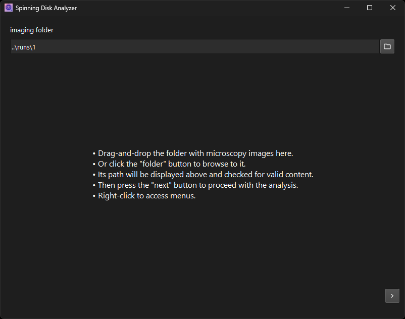 Dialog page for folder selection